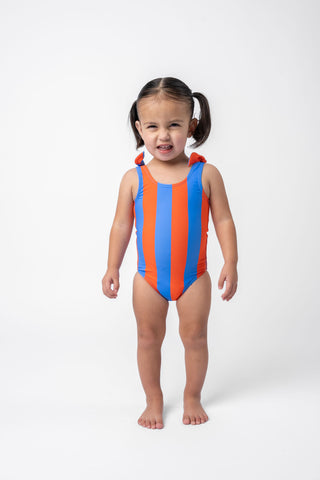 Mini Palm Tree One Piece | Blue Orange Stripe