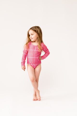 Mini Surfer Girl One Piece | Pink Stripe