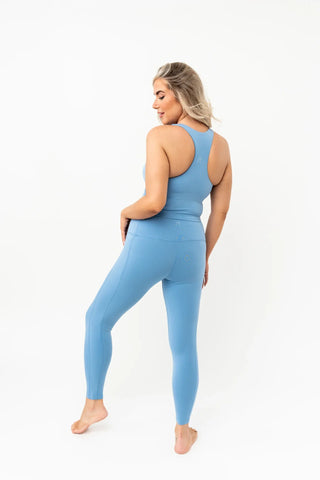 Surface Blue Longline Tank & High Waisted Leggings Set