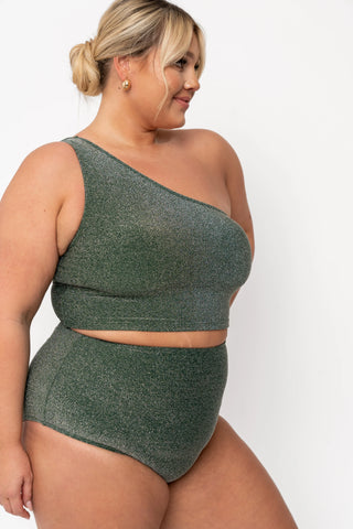 One Shoulder Emerald Shimmer Set