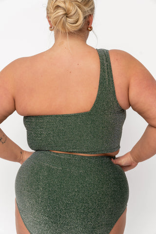 One Shoulder Emerald Shimmer Set