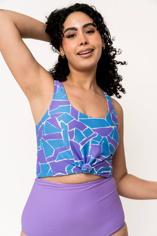 Traveler Top | Geometric Purple & Blue