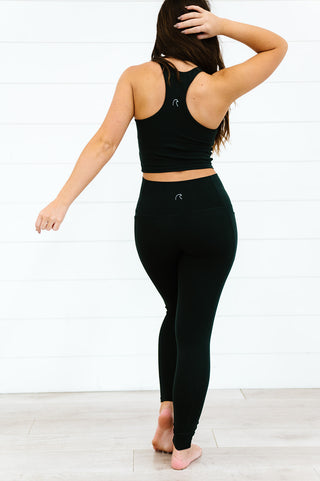 Black Longline Tank & High Waisted Leggings Set