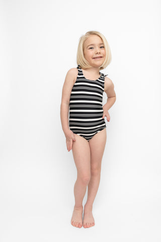 Mini Palm Tree One Piece | Black & White Stripe