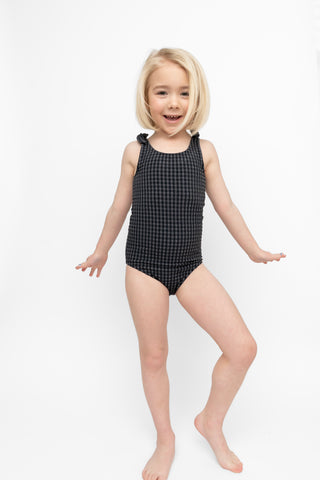 Mini Palm Tree One Piece | Black & Gray Gingham