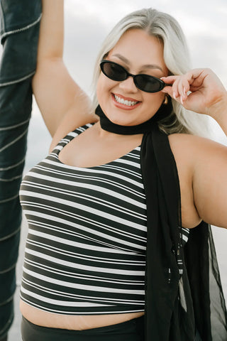 Anchor Top | Black & White Stripe