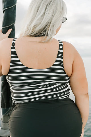 Anchor Top | Black & White Stripe