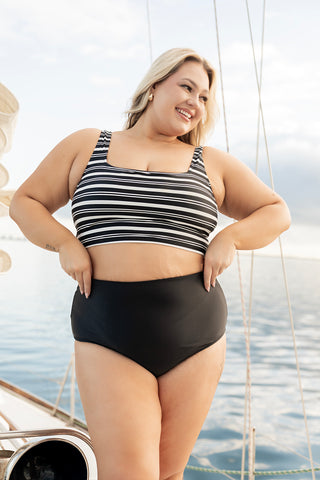 Leisure Reversible Bottom | Black & White Stripe
