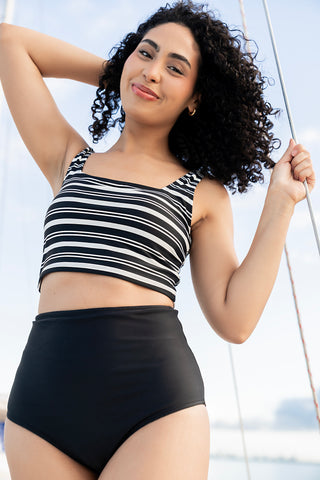 Leisure Reversible Bottom | Black & White Stripe