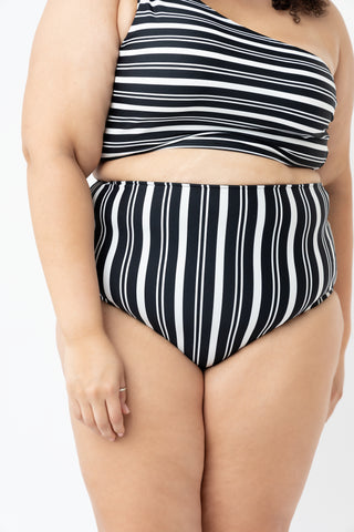 Leisure Reversible Bottom | Black & White Stripe