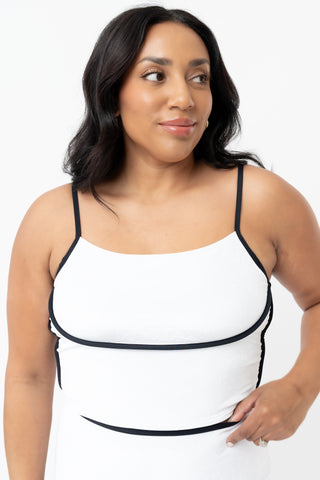 Horizon Top | White with Black Piping