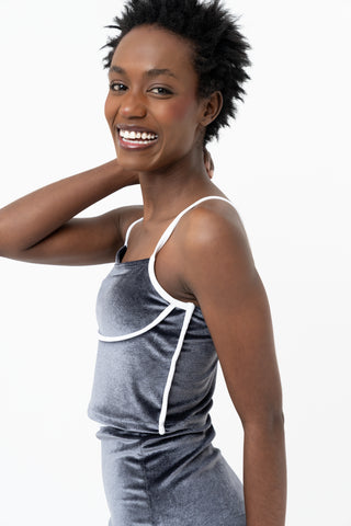 Horizon Top | Black with White Piping