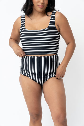 Leisure Reversible Bottom | Black & White Stripe