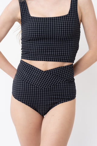 Vacationer Bottom | Black & Gray Gingham