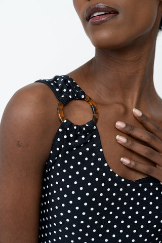 Ripple One Piece | Black & White Polka Dot