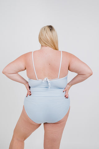 Centara Top | Powder Blue with White Piping | Final Sale