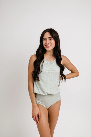 The Chase Top | Sage Leaf Print