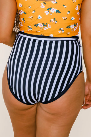 Nori Reversible Bottoms | Black/Black & White Stripe | Final Sale