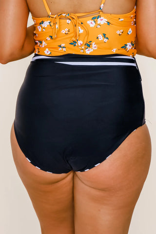 Nori Reversible Bottoms | Black/Black & White Stripe | Final Sale